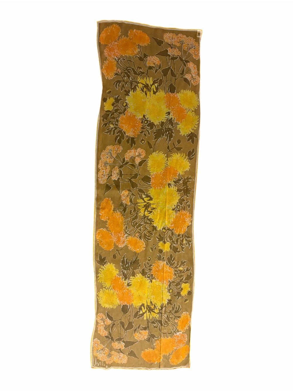 VTG Vera Neumann Verasheer Yellow Floral Silk Blend Scarf⁠